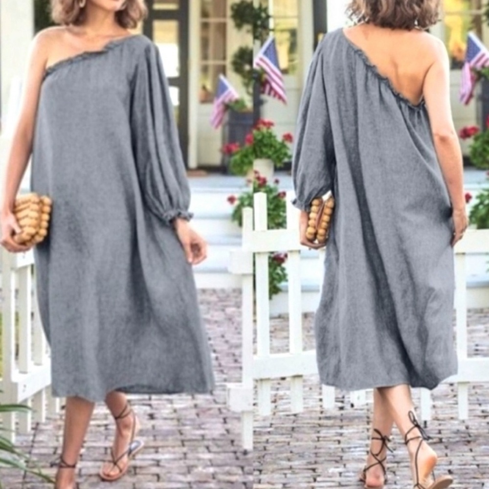Lake off Shoulder Milly Midi Dress Linen